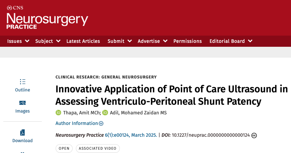 Innovative Application of Point of Care Ultrasound in Assessing Ventriculo-Peritoneal Shunt Patency